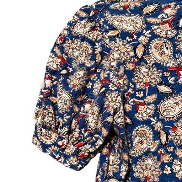 Boden Jersey Puff Sleeve V-Neckline Paisley Print Mini Dress - Picture 11 of 16